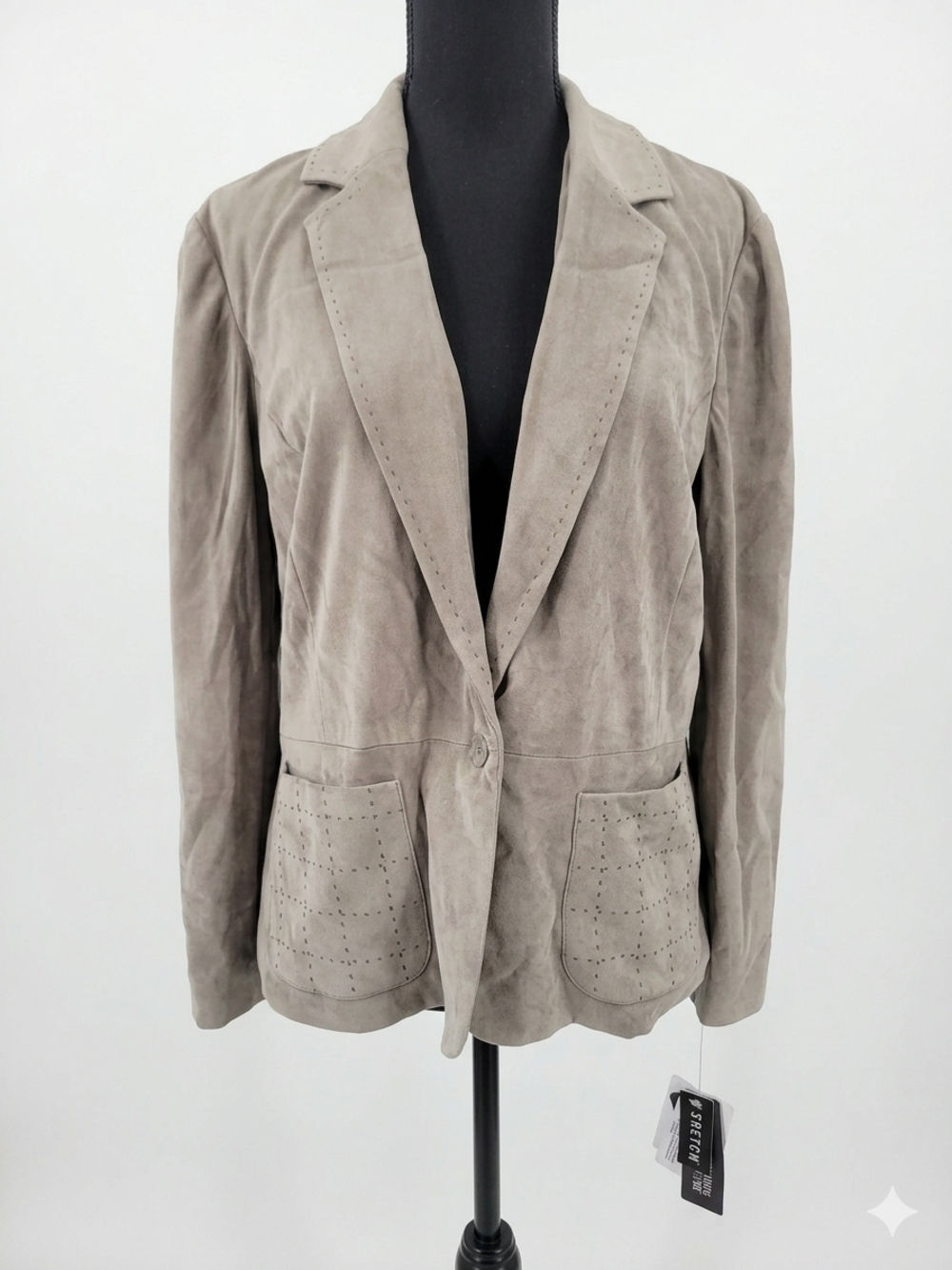 Norton McNaughton Taupe Suede Single-Button Blazer